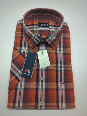 JUPITER  Kurzarm Hemd Gr.  3XL 47/48 Kentkragen Terra kariert Short Style - Bild 1 von 4