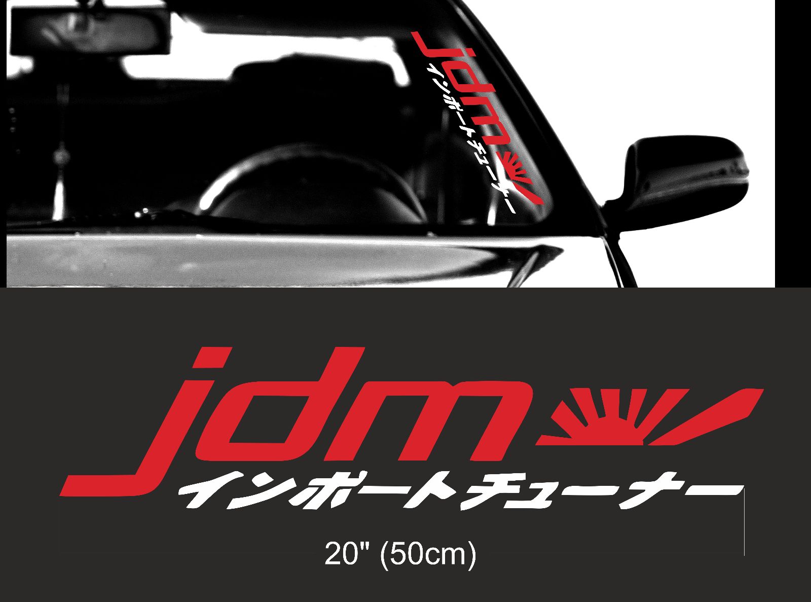 JDM kanji car sticker windshield windscreen JDM Mugen front glass decal