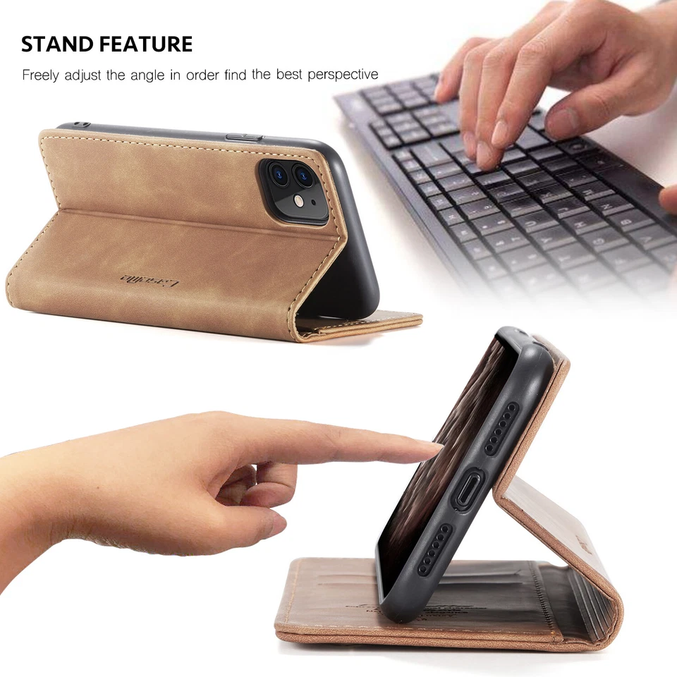 013 Premium Leather Magnetic Wallet Folding Case For iPhone 16 Pro Oppo Reno12 - Image 4 of 4