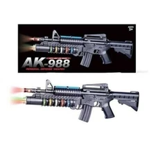 Light Up Combat Toy Gun AK988 Machine Gun Rifle Battery Operated Military Sound