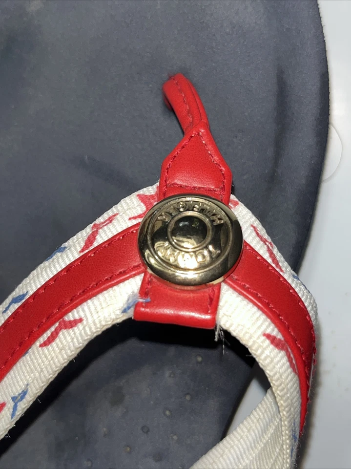 Sandália Tommy Hilfiger Chinelos Plataforma Y2K-Wedge Azul Marinho/Vermelho/Branco Feminina 10 10.5 - Imagem 3 de 4