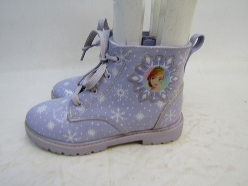 Disney Store Little Kids Youth Sz 12 Purple Zip Anna Elsa Lace Up Frozen Boots
