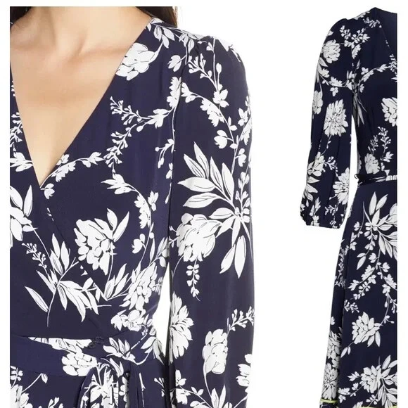 Eliza j floral print faux wrap dress sales
