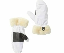 NWT UGG Australia Leather Shearling Mittens White Black L/XL $80