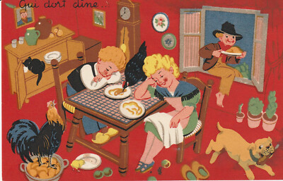 CPA QUI DORT DINE