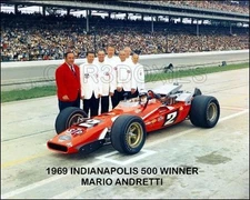 1969 Indy 500 Winner Mario Andrettil Racing Photo 8X10 