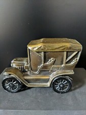 Vintage Banthrico 1910 STANLEY STEAMER Bronze Finish Metal Coin Bank VG Shape