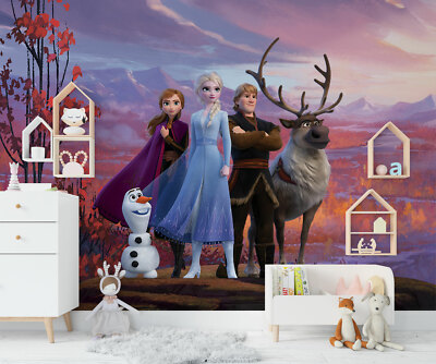 Disney Frozen Fototapete 252x182 cm lila Dekor Anna Olaf Schneekönigin Elsa