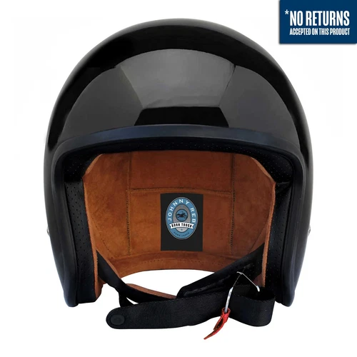 Johnny Reb Burke Open Face Helmet - Gloss Black Brown Lining
