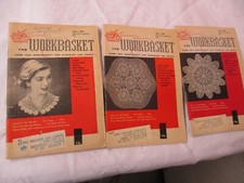 1959 Work Basket Knitting Crochet Transfer Quilt Patterns 3 Books Apr May Jun