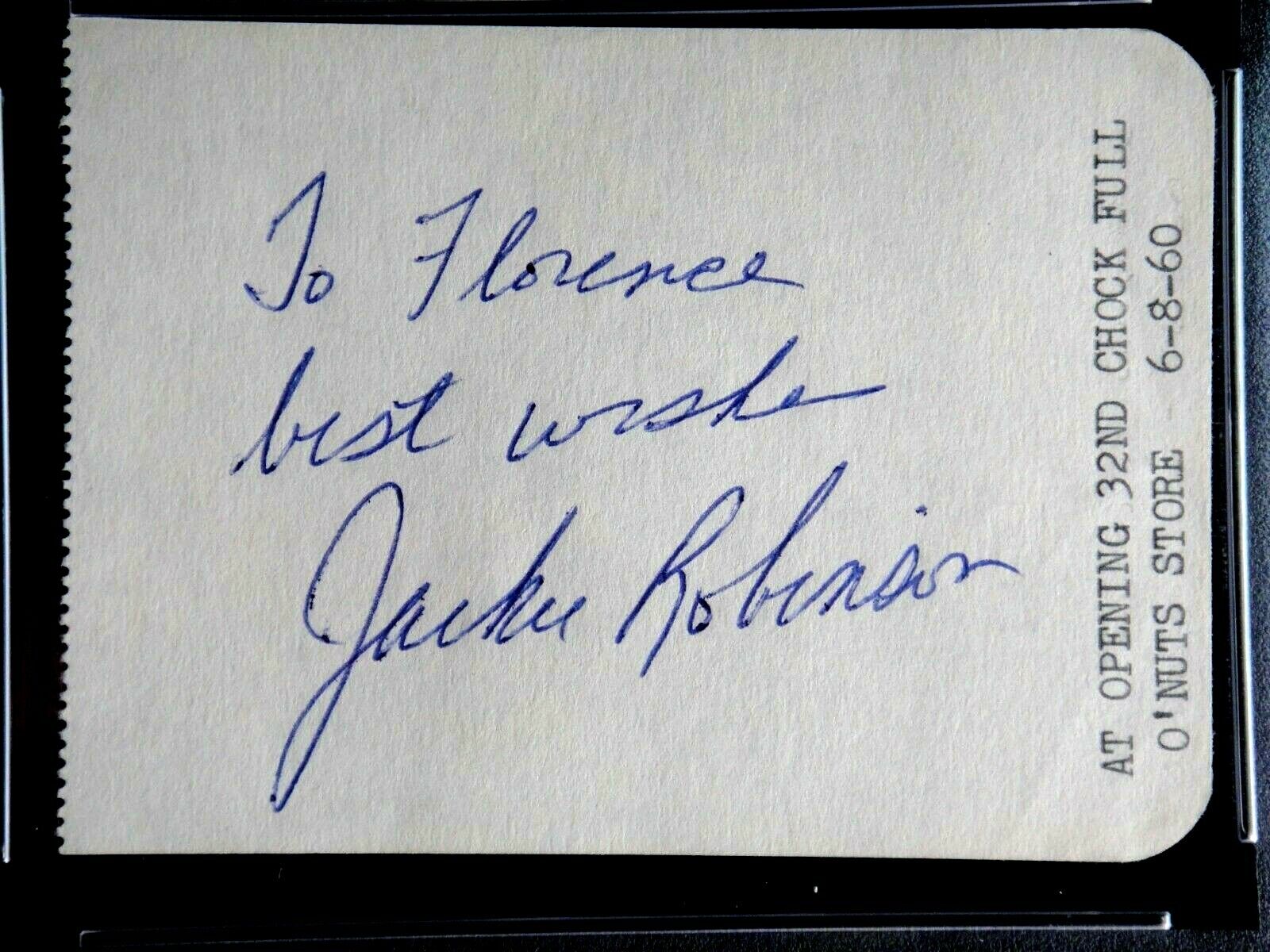 Jackie Robinson Autographed Signed PSA/DNA Certified Grade 8 1960 Album Page Autograph Auto Image a