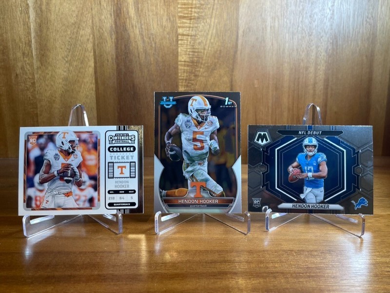 Hendon Hooker 2023 1st Bowman, NFL Debut Rookie #ND-1 College Ticket 3 Card LOT