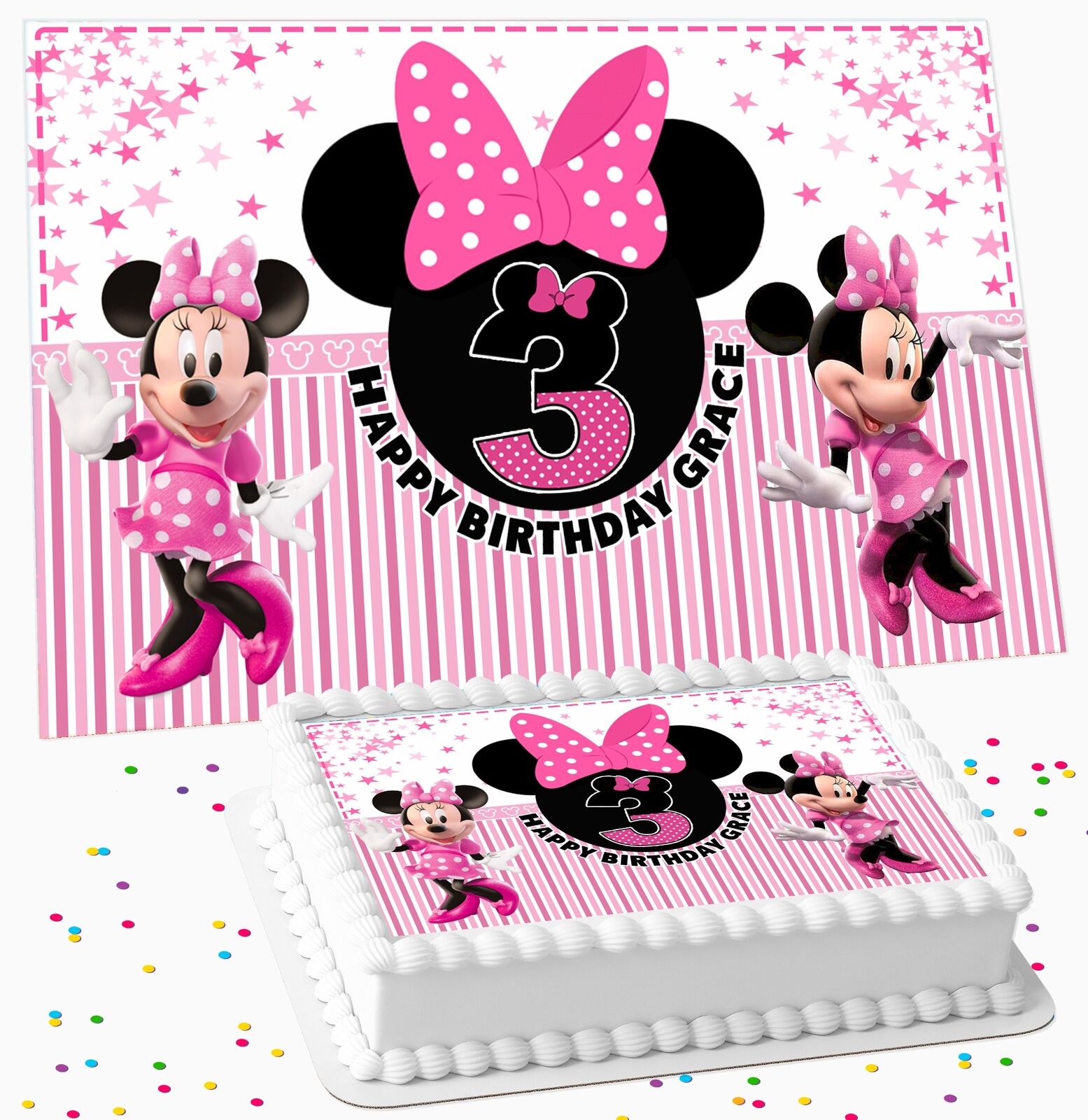 Printable MINNIE MOUSE Pink Birthday Cake Toppers. Party -  Portugal