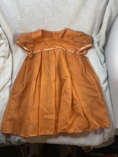 Vintage Toddler Girls Dress Orange Hand Made 1950-70 s