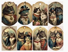 Vintage Cat TAGS Junk Journal Scrapbook USA Seller