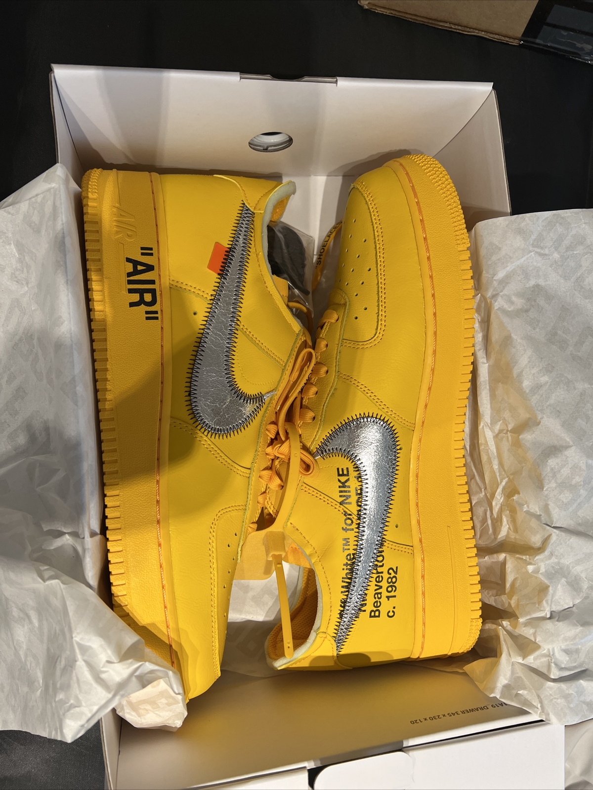 Size 12 - Nike Air Force 1 Low OFF-WHITE University Gold Metallic Silver |  eBay