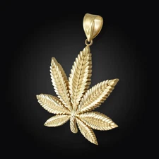 10K Yellow Gold Marijuana Leaf DC Pendant (2 sizes)