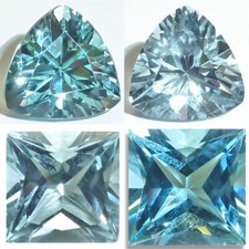 Natural Aquamarine Blue Trillion,Square Princess Faceted Loose Gems Fine Cut AA 