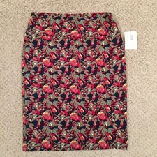 LuLaRoe Cassie Skirt XL Knee Length Unlined Pull On Red Green Floral New