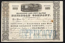 Hartford and New Haven Railroad Company Hartford, CONN 1844 Stock Certificate