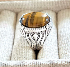 Men's Tiger's Eye Ring Size 8.75 Natural Gemstone