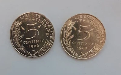 Série 5 centimes Marianne 1986 à 1987 - TTB - Cupro aluminium - Photo 1/4