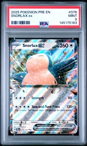 2025 POKEMON PRE EN-PRISMATIC EVOLUTIONS #076 SNORLAX EX PSA 9