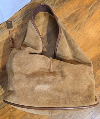 Ugg Sheldon Suede Tote PURSE 14x15 Brown Leather