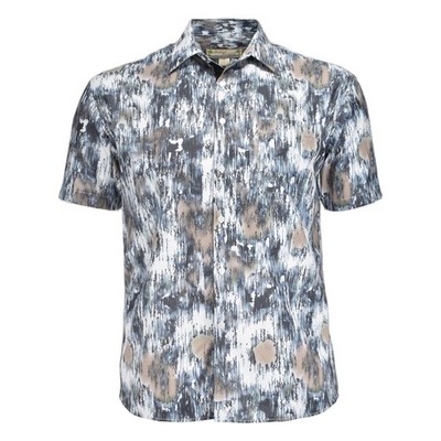 Beyond Paradise Men's Abstract Print Cotton Shirt | Tan