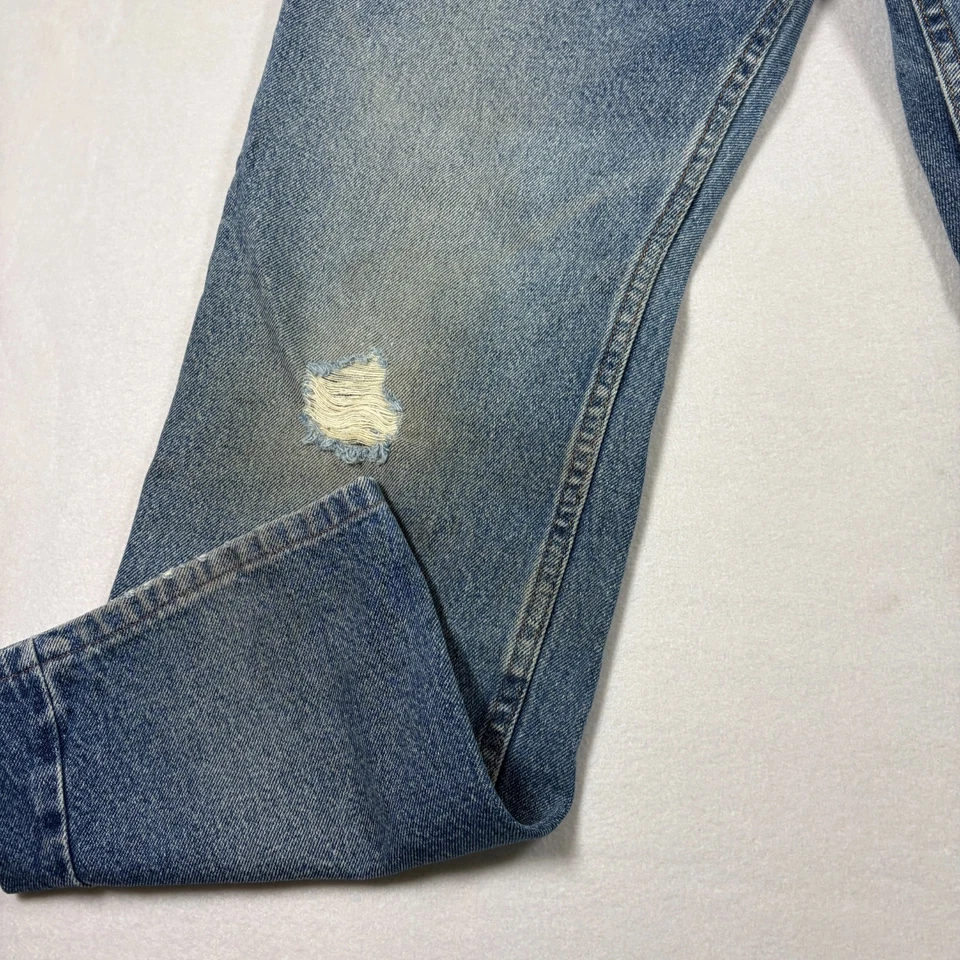 Jeans masculino Urban Up 36x30 desgastado lavagem leve denim grunge Y2K vintage anos 90 - Imagem 4 de 4