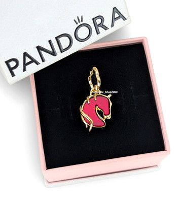 New 100%  Authentic PANDORA 14k Gold Red Fire Horse Murano Glass Charm 764431C01