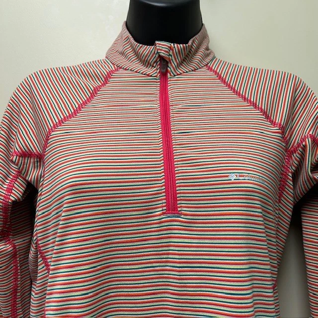 COLUMBIA Camisa Térmica Omni Heat Base Capa Rosa Rayas Para Mujer Med. Cremallera 1/4 Foto 3 de 4