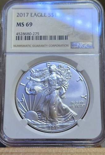 2017 $1 American Silver Eagle NGC MS69 Brown Label