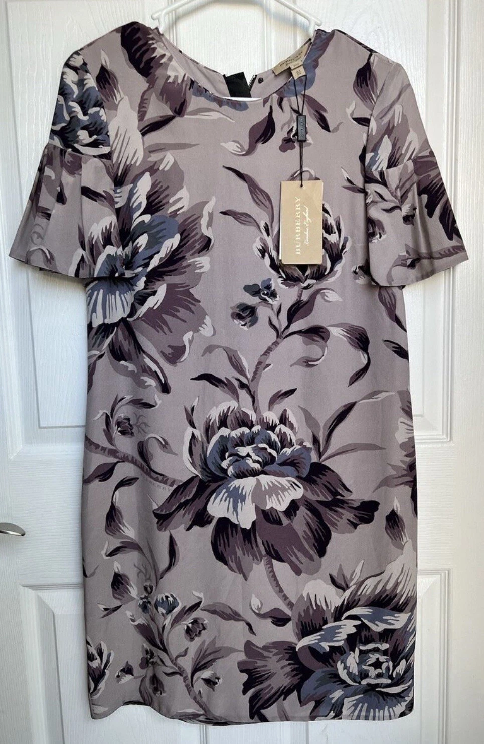 Abito Burberry nuovo 100% seta floreale chiusura zip taglia UK6