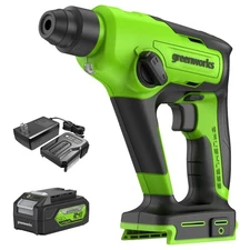 Greenworks 24V SDS Rotary Hammer Drill (1.2J) with 4Ah Battery and 2A Charger