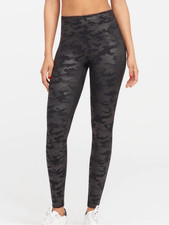 Spanx Women s Faux Leather Camo Leggings in Matte Black in a size Large