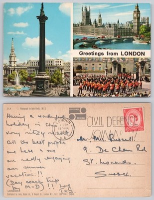 s29392 Grüße aus London John Hinde Postkarte 1962 Briefmarke