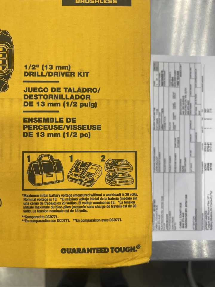 DEWALT 20V Max Brushless Atomic Compact Series 1/2" Drill/Driver Kit DCD794D1 - Image 2 of 4