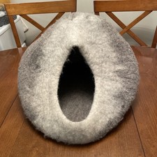 Cat or Small Dog Cave Bed- Gray  White by Dharma Dog Karma Cat