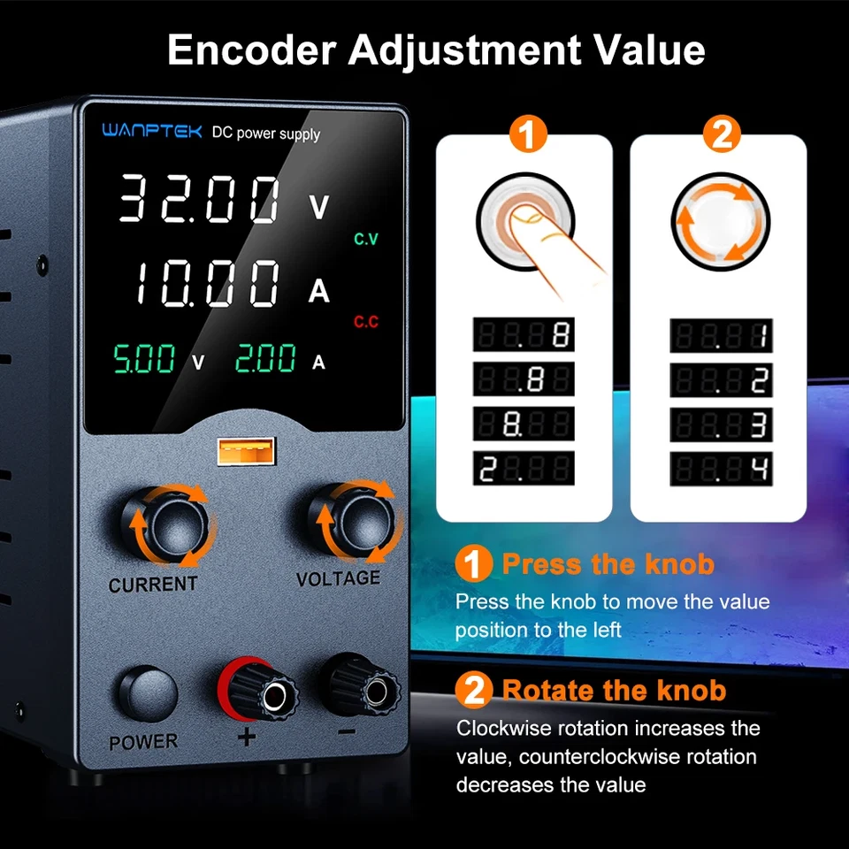 Labornetzteil Regelbar DC Netzgerät 0-32/62V,0-5/10A Schaltnetzteil hochpräzisem - Bild 2 von 4