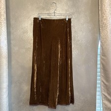 Maeve by Anthropologie Brown Velvet A-Line Midi Skirt M Pull-On Solid