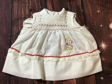 Vintage Hand Smocked Baby Girl Infant Dress