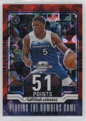 2023 Panini Contenders Optic Red Cracked Ice Prizm /175 Anthony Edwards #9 0u3v