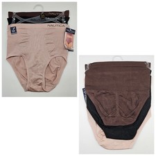 NAUTICA 3 Pack Women S-XL Logo Seamless Shaping Briefs Panties Brown Black Beige