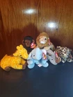 Vintage TY Beanie Babies Lot Plush Africa Safari Zoo Animals Lion Rhino Elephant