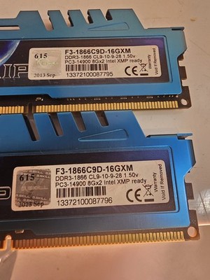 Used F3-1866C9D-16GXM Ripjaws X DDR3-1866 CL9-10-28 1.50V 16GB (2x8GB)