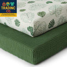 Muslin Crib Sheets for Girl Boy, Boho Neutral Soft Cotton Baby Sheet for 52''X28