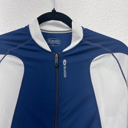 SUGOi Men's Cycling Jersey Size Large Blue/White Full Zip Short Sleeve - Picture 3 of 6