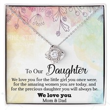 To Our Daughter Necklace Knot Pendant We Love You Little Girl Gift From Mom Dad
