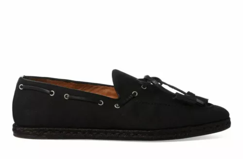 Ralph Lauren 紫色标签黑色 Irwin 亚麻皮革流苏乐福鞋 10 全新 $595 - 第 2 张/共 4 张